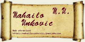 Mahailo Unković vizit kartica